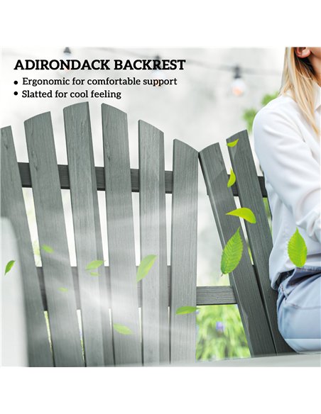 Outsunny Fir Wood Love Seats with Wheel-Shaped Armrests, Large Load-Bearing Chair, Grey - pic 130328 | FastDaddyshop