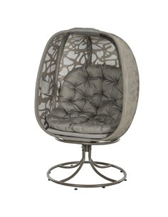 Outsunny Swivel Egg Chair with Cushions, Foldable Basket Seat and Metal Frame, Indoor Outdoor Lounge Chair for Balcony, Poolside