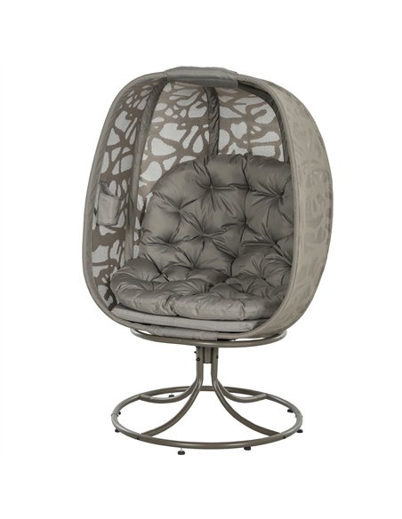 Outsunny Swivel Egg Chair with Cushions, Foldable Basket Seat and Metal Frame, Indoor Outdoor Lounge Chair for Balcony, Poolside - pic 130341 | FastDaddyshop