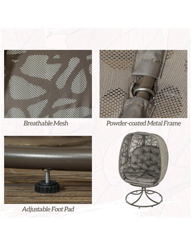 Outsunny Swivel Egg Chair with Cushions, Foldable Basket Seat and Metal Frame, Indoor Outdoor Lounge Chair for Balcony, Poolside