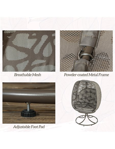 Outsunny Swivel Egg Chair with Cushions, Foldable Basket Seat and Metal Frame, Indoor Outdoor Lounge Chair for Balcony, Poolside - pic 130347 | FastDaddyshop