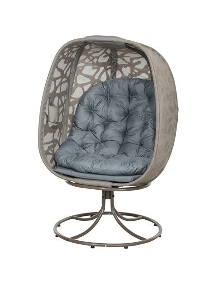 Outsunny Swivel Egg Chair with Cushions, Foldable Basket Seat and Metal Frame, Indoor Outdoor Lounge Chair for Balcony, Patio an - pic 130350 | FastDaddyshop