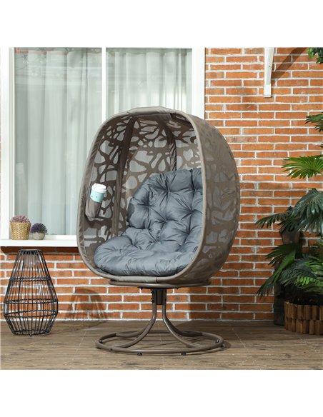 Outsunny Swivel Egg Chair with Cushions, Foldable Basket Seat and Metal Frame, Indoor Outdoor Lounge Chair for Balcony, Patio an - pic 130351 | FastDaddyshop