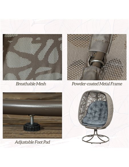 Outsunny Swivel Egg Chair with Cushions, Foldable Basket Seat and Metal Frame, Indoor Outdoor Lounge Chair for Balcony, Patio an - pic 130356 | FastDaddyshop
