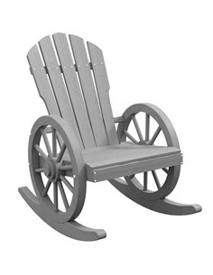 Outsunny Wooden Adirondack Rocking Chair Reclining Armchair Outdoor Garden Furniture Patio Porch Rocker - Grey