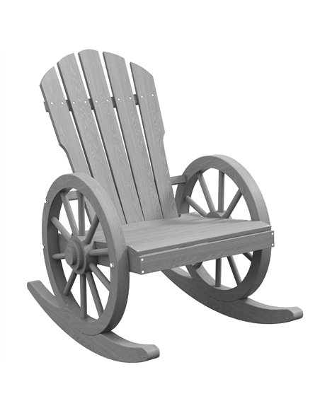 Outsunny Wooden Adirondack Rocking Chair Reclining Armchair Outdoor Garden Furniture Patio Porch Rocker - Grey - pic 130359 | FastDaddyshop