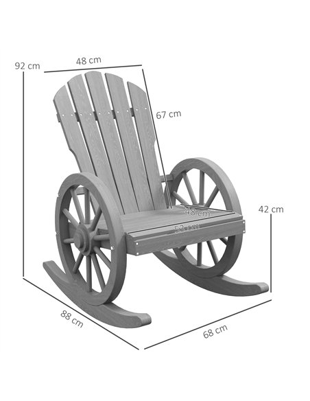 Outsunny Wooden Adirondack Rocking Chair Reclining Armchair Outdoor Garden Furniture Patio Porch Rocker - Grey - pic 130361 | FastDaddyshop
