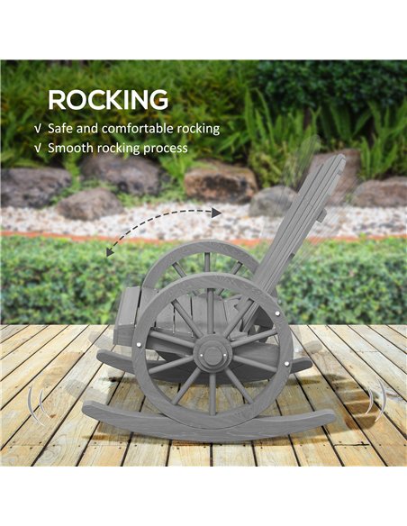 Outsunny Wooden Adirondack Rocking Chair Reclining Armchair Outdoor Garden Furniture Patio Porch Rocker - Grey - pic 130362 | FastDaddyshop
