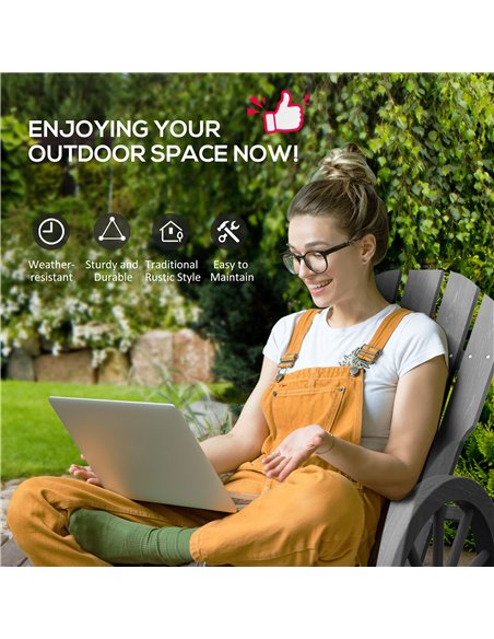 Outsunny Wooden Adirondack Rocking Chair Reclining Armchair Outdoor Garden Furniture Patio Porch Rocker - Grey - pic 130363 | FastDaddyshop