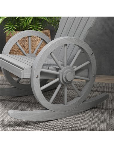 Outsunny Wooden Adirondack Rocking Chair Reclining Armchair Outdoor Garden Furniture Patio Porch Rocker - Grey