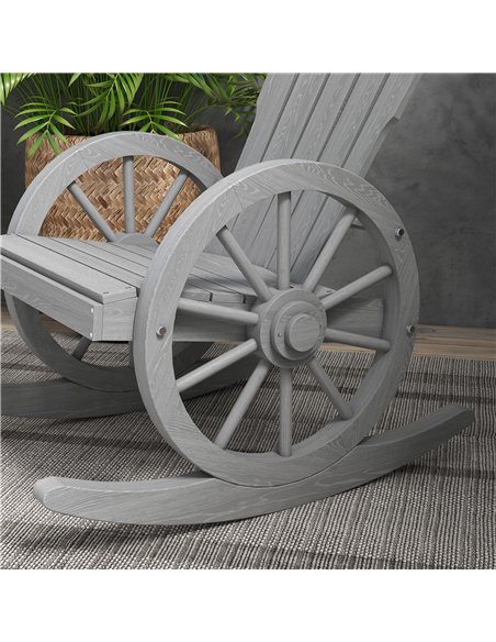 Outsunny Wooden Adirondack Rocking Chair Reclining Armchair Outdoor Garden Furniture Patio Porch Rocker - Grey - pic 130366 | FastDaddyshop