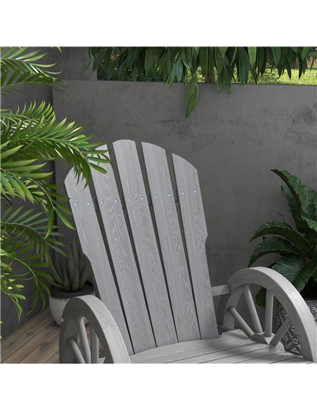 Outsunny Wooden Adirondack Rocking Chair Reclining Armchair Outdoor Garden Furniture Patio Porch Rocker - Grey - pic 130367 | FastDaddyshop