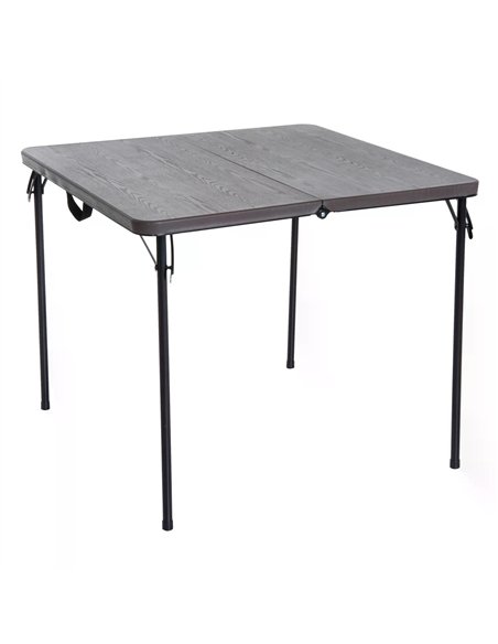 Outsunny 2.8FT Metal Portable Picnic Table Outdoor Furniture, 86Lx86Wx71.5H cm-Black/Brown - pic 130368 | FastDaddyshop