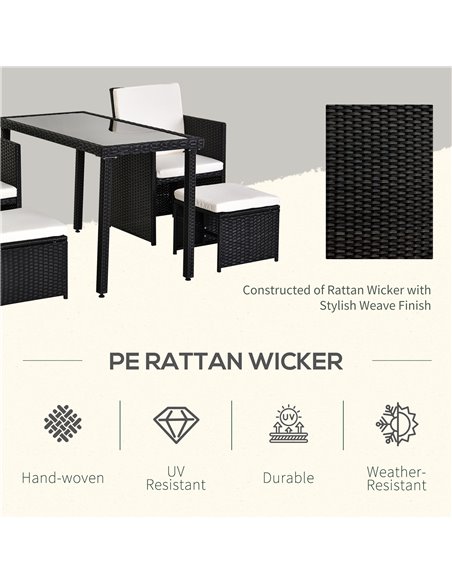 Outsunny 4-Seater Rattan Garden Furniture Space-saving Set, Black - pic 13037 | FastDaddyshop