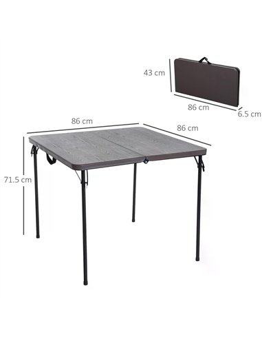 Outsunny 2.8FT Metal Portable Picnic Table Outdoor Furniture, 86Lx86Wx71.5H cm-Black/Brown