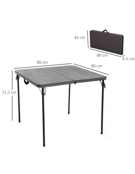 Outsunny 2.8FT Metal Portable Picnic Table Outdoor Furniture, 86Lx86Wx71.5H cm-Black/Brown - pic 130370 | FastDaddyshop