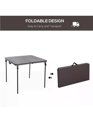 Outsunny 2.8FT Metal Portable Picnic Table Outdoor Furniture, 86Lx86Wx71.5H cm-Black/Brown