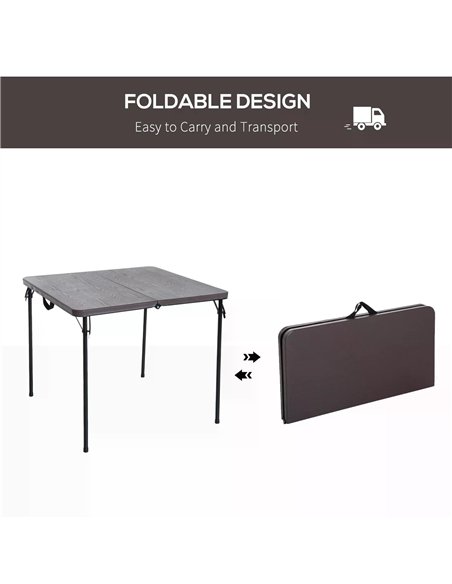 Outsunny 2.8FT Metal Portable Picnic Table Outdoor Furniture, 86Lx86Wx71.5H cm-Black/Brown - pic 130371 | FastDaddyshop