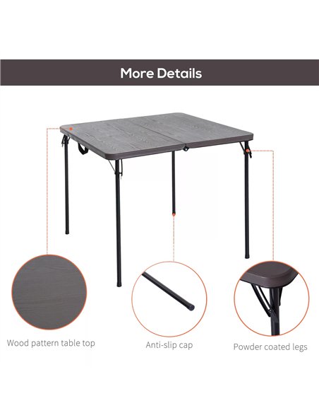 Outsunny 2.8FT Metal Portable Picnic Table Outdoor Furniture, 86Lx86Wx71.5H cm-Black/Brown - pic 130372 | FastDaddyshop
