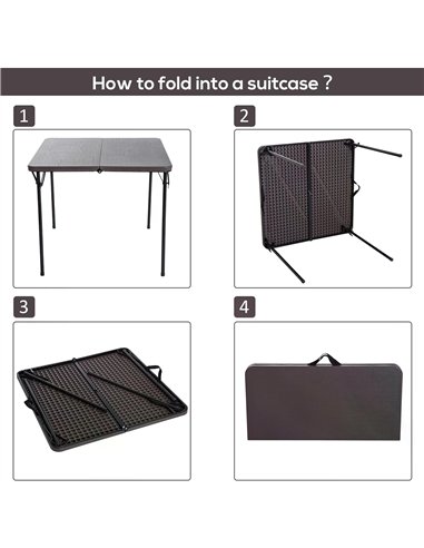 Outsunny 2.8FT Metal Portable Picnic Table Outdoor Furniture, 86Lx86Wx71.5H cm-Black/Brown