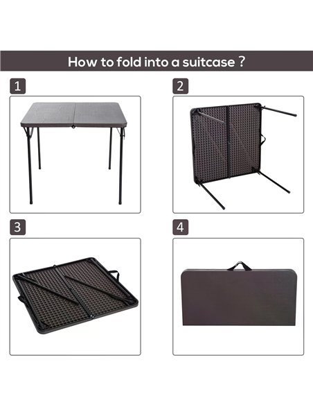 Outsunny 2.8FT Metal Portable Picnic Table Outdoor Furniture, 86Lx86Wx71.5H cm-Black/Brown - pic 130373 | FastDaddyshop