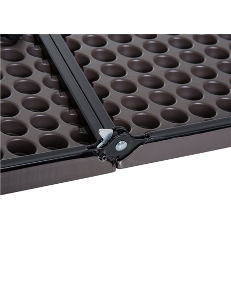 Outsunny 2.8FT Metal Portable Picnic Table Outdoor Furniture, 86Lx86Wx71.5H cm-Black/Brown - pic 130374 | FastDaddyshop