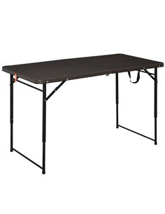 Outsunny 4FT Portable Metal Picnic Table, 22Lx61Wx53/71.5H cm-Black/Brown