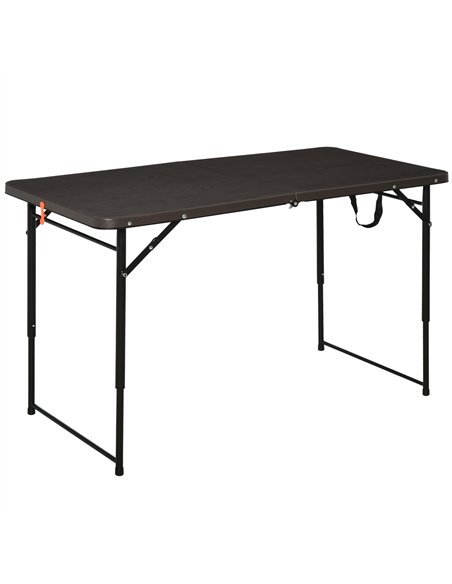 Outsunny 4FT Portable Metal Picnic Table, 22Lx61Wx53/71.5H cm-Black/Brown - pic 130377 | FastDaddyshop