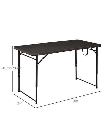 Outsunny 4FT Portable Metal Picnic Table, 22Lx61Wx53/71.5H cm-Black/Brown - pic 130379 | FastDaddyshop