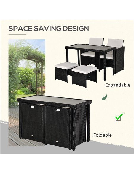 Outsunny 4-Seater Rattan Garden Furniture Space-saving Set, Black - pic 13038 | FastDaddyshop