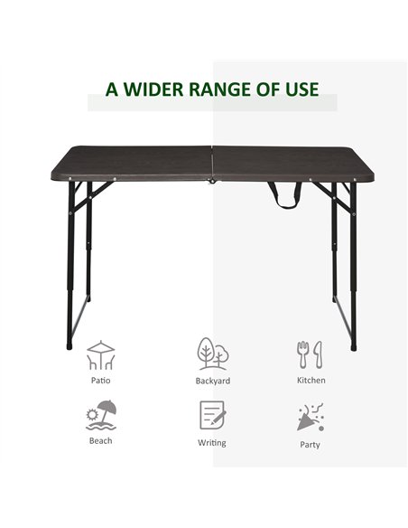 Outsunny 4FT Portable Metal Picnic Table, 22Lx61Wx53/71.5H cm-Black/Brown - pic 130383 | FastDaddyshop