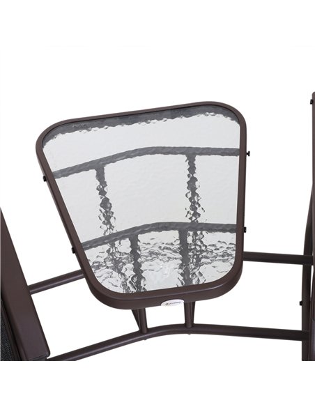 Outsunny Gliding Jack and Jill Seat, with Glass-Top Table - Brown/Grey - pic 130393 | FastDaddyshop