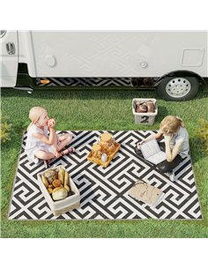 Outsunny 121 x 182 cm(4x6ft) Outdoor Rug Reversible Mat Plastic Straw Rug Portable RV Camping Mat for Garden Deck Picnic Indoor, 2