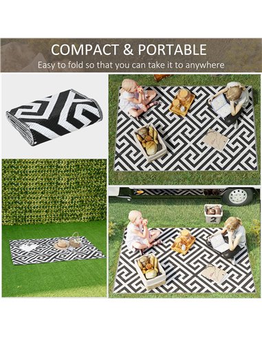 Outsunny 121 x 182 cm(4x6ft) Outdoor Rug Reversible Mat Plastic Straw Rug Portable RV Camping Mat for Garden Deck Picnic Indoor,