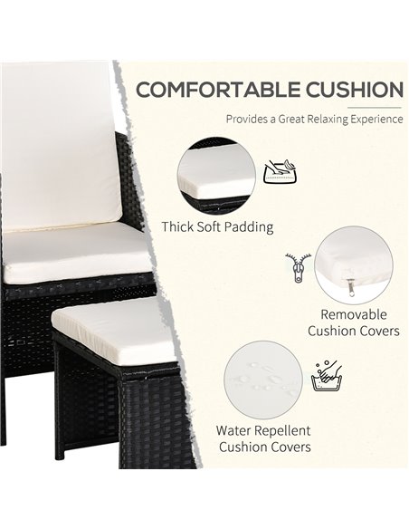 Outsunny 4-Seater Rattan Garden Furniture Space-saving Set, Black - pic 13040 | FastDaddyshop