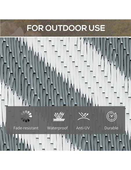 Outsunny Outdoor Rug Reversible Mat Plastic Straw Rug Portable RV Camping Mat for Garden Picnic Indoor, 152x243cm, Light Grey - pic 130453 | FastDaddyshop