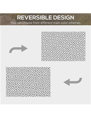 Outsunny Outdoor Rug Reversible Mat Plastic Straw Rug Portable RV Camping Mat for Garden Picnic Indoor, 152x243cm, Light Grey
