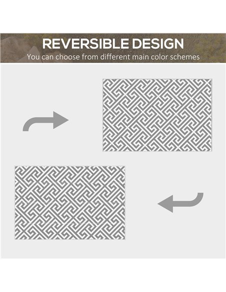 Outsunny Outdoor Rug Reversible Mat Plastic Straw Rug Portable RV Camping Mat for Garden Picnic Indoor, 152x243cm, Light Grey - pic 130454 | FastDaddyshop