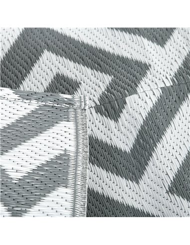 Outsunny Outdoor Rug Reversible Mat Plastic Straw Rug Portable RV Camping Mat for Garden Picnic Indoor, 152x243cm, Light Grey