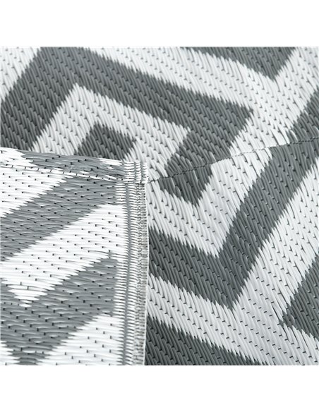 Outsunny Outdoor Rug Reversible Mat Plastic Straw Rug Portable RV Camping Mat for Garden Picnic Indoor, 152x243cm, Light Grey - pic 130455 | FastDaddyshop
