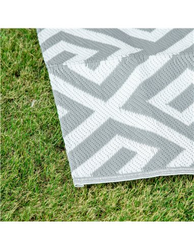 Outsunny Outdoor Rug Reversible Mat Plastic Straw Rug Portable RV Camping Mat for Garden Picnic Indoor, 152x243cm, Light Grey