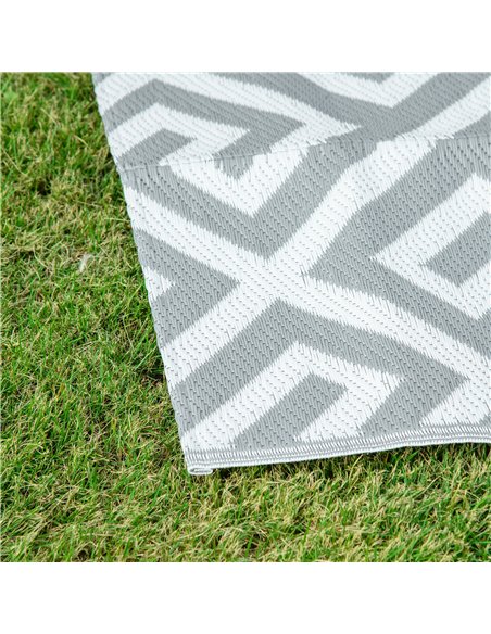 Outsunny Outdoor Rug Reversible Mat Plastic Straw Rug Portable RV Camping Mat for Garden Picnic Indoor, 152x243cm, Light Grey - pic 130456 | FastDaddyshop