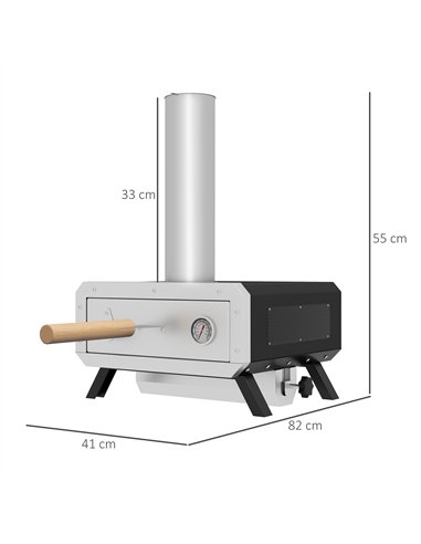 Outsunny Portable Wood Pellet Pizza Oven with 12" / 30cm Rotating Pizza Stone, Peel and Cover, Wood Fired Pizza Maker with Therm