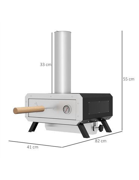 Outsunny Portable Wood Pellet Pizza Oven with 12" / 30cm Rotating Pizza Stone, Peel and Cover, Wood Fired Pizza Maker with Therm - pic 130460 | FastDaddyshop