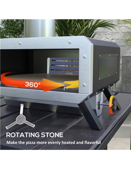 Outsunny Portable Wood Pellet Pizza Oven with 12" / 30cm Rotating Pizza Stone, Peel and Cover, Wood Fired Pizza Maker with Therm - pic 130462 | FastDaddyshop