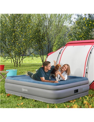 Outsunny King-Size Inflatable Mattress, with Built-In Electric Pump and Bag