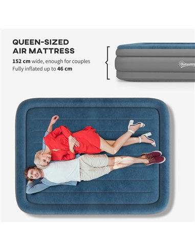 Outsunny King-Size Inflatable Mattress, with Built-In Electric Pump and Bag