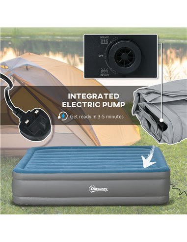 Outsunny King-Size Inflatable Mattress, with Built-In Electric Pump and Bag