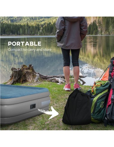 Outsunny King-Size Inflatable Mattress, with Built-In Electric Pump and Bag