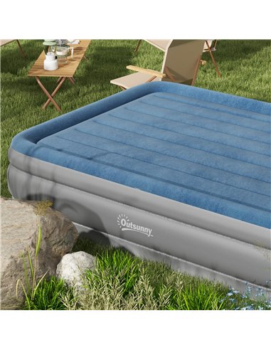 Outsunny King-Size Inflatable Mattress, with Built-In Electric Pump and Bag